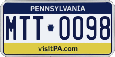 PA license plate MTT0098