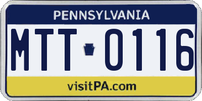 PA license plate MTT0116