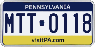 PA license plate MTT0118
