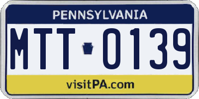 PA license plate MTT0139