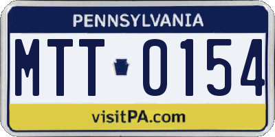 PA license plate MTT0154