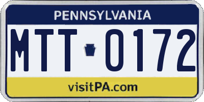 PA license plate MTT0172