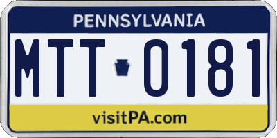 PA license plate MTT0181