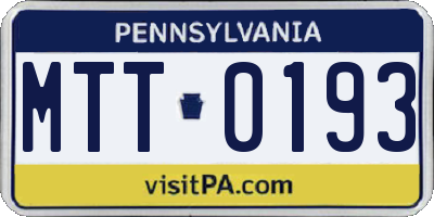 PA license plate MTT0193