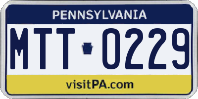 PA license plate MTT0229
