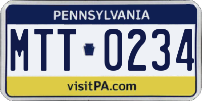 PA license plate MTT0234