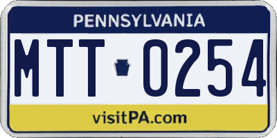 PA license plate MTT0254