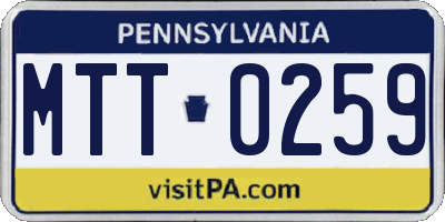 PA license plate MTT0259