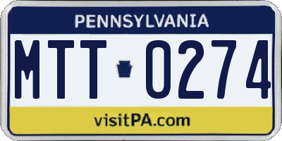 PA license plate MTT0274