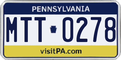 PA license plate MTT0278