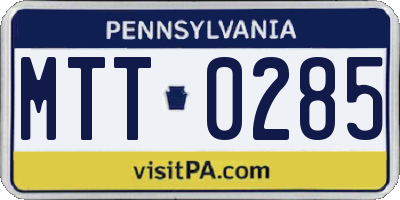 PA license plate MTT0285