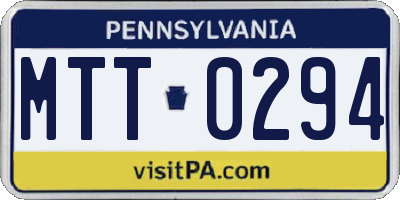 PA license plate MTT0294