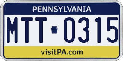 PA license plate MTT0315