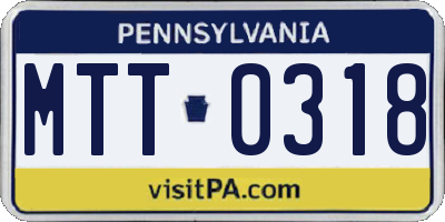 PA license plate MTT0318