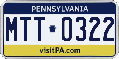 PA license plate MTT0322