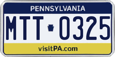 PA license plate MTT0325