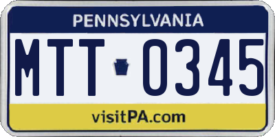 PA license plate MTT0345