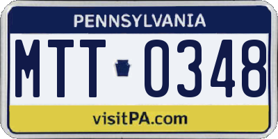 PA license plate MTT0348