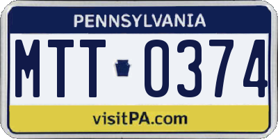 PA license plate MTT0374