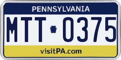 PA license plate MTT0375