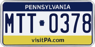 PA license plate MTT0378