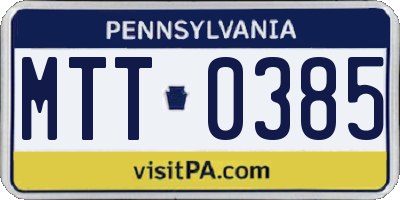 PA license plate MTT0385