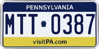 PA license plate MTT0387