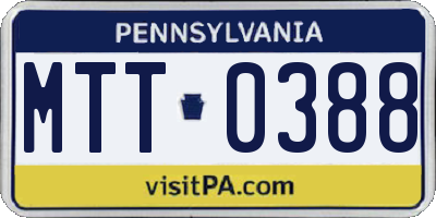 PA license plate MTT0388