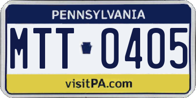 PA license plate MTT0405