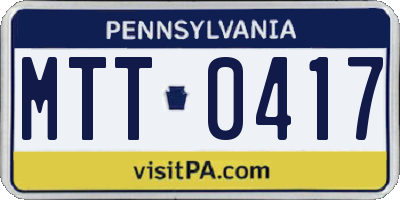 PA license plate MTT0417