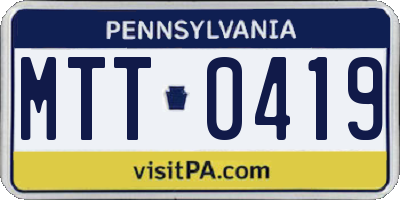 PA license plate MTT0419