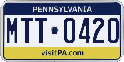 PA license plate MTT0420