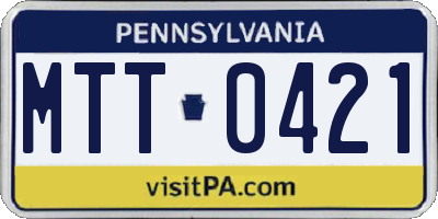 PA license plate MTT0421