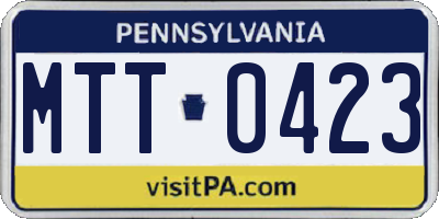 PA license plate MTT0423