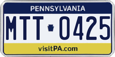 PA license plate MTT0425