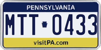 PA license plate MTT0433