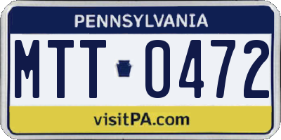 PA license plate MTT0472