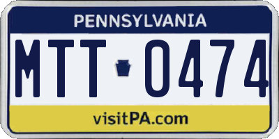 PA license plate MTT0474