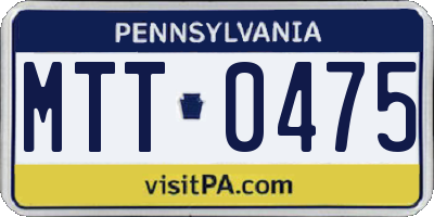 PA license plate MTT0475
