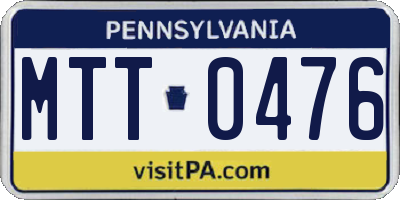 PA license plate MTT0476