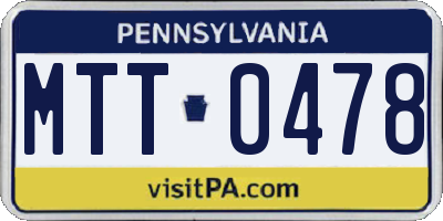 PA license plate MTT0478