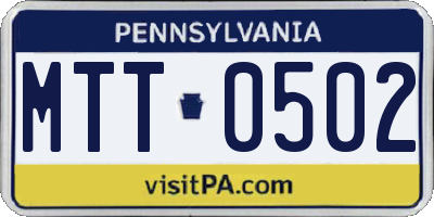 PA license plate MTT0502