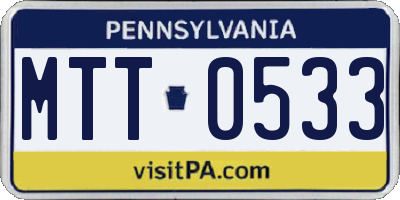 PA license plate MTT0533