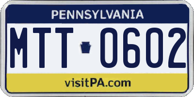PA license plate MTT0602