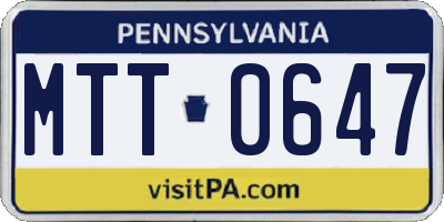 PA license plate MTT0647