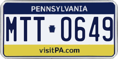 PA license plate MTT0649