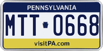 PA license plate MTT0668