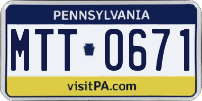 PA license plate MTT0671