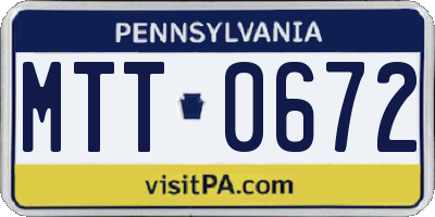 PA license plate MTT0672