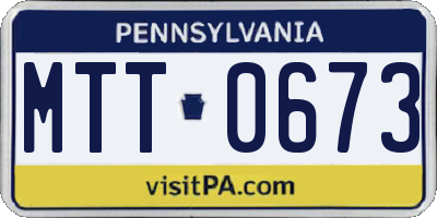PA license plate MTT0673
